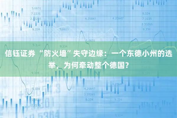 信钰证券 “防火墙”失守边缘：一个东德小州的选举，为何牵动整个德国？